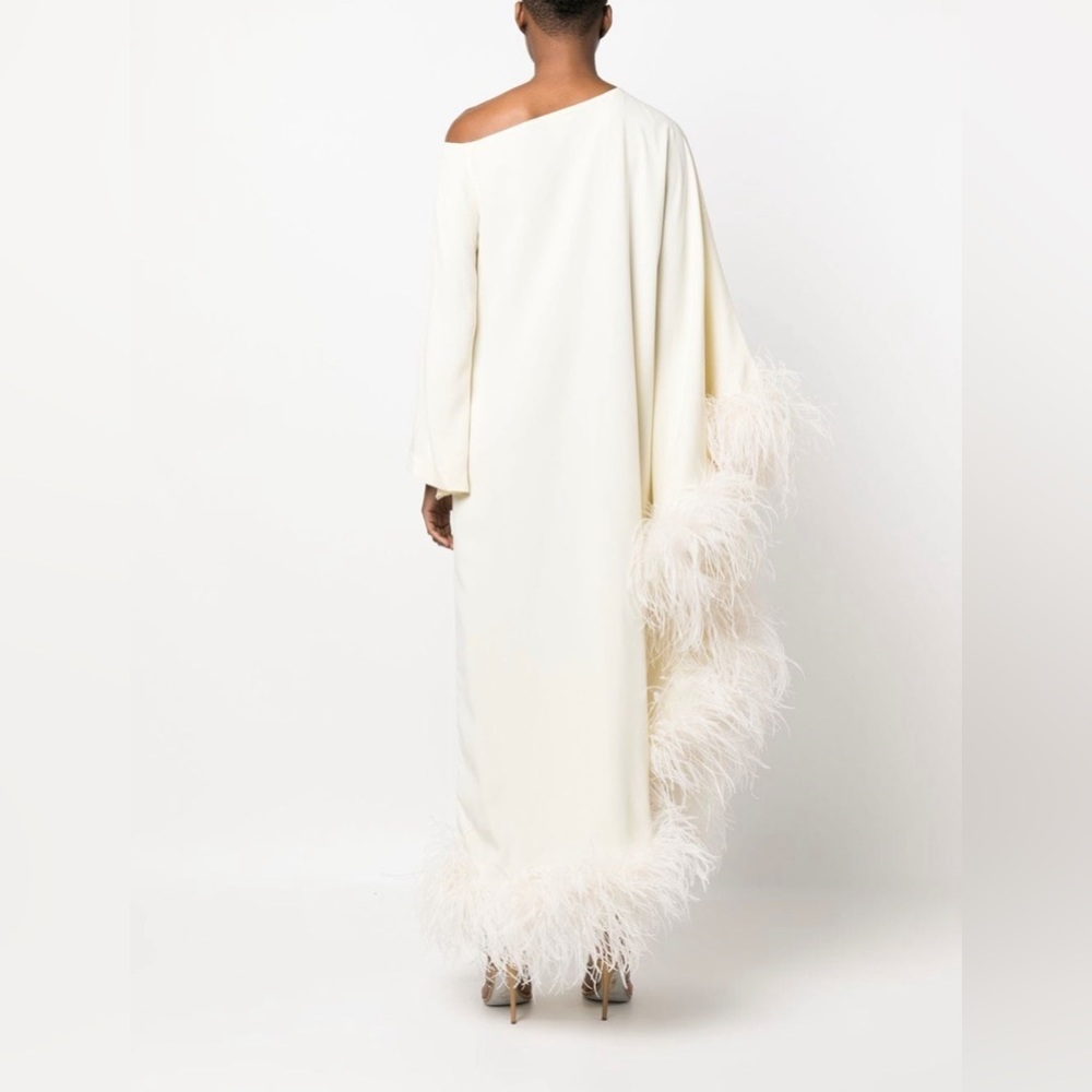 TALLER MARMO Ubud one-shoulder feather-trimmed crepe gown, Size IT 36 (XS) - Picture 4 of 11